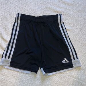 Adidas Kids Black and White Striped Shorts